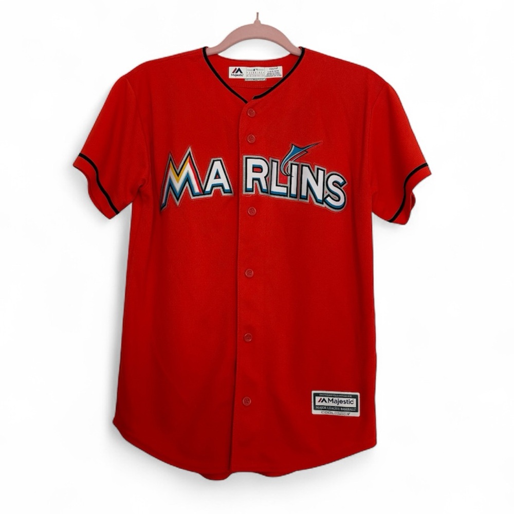 Vintage Majestic Marlins Giancarlo Stanton 27 Jersey |Youth Large 14/16
